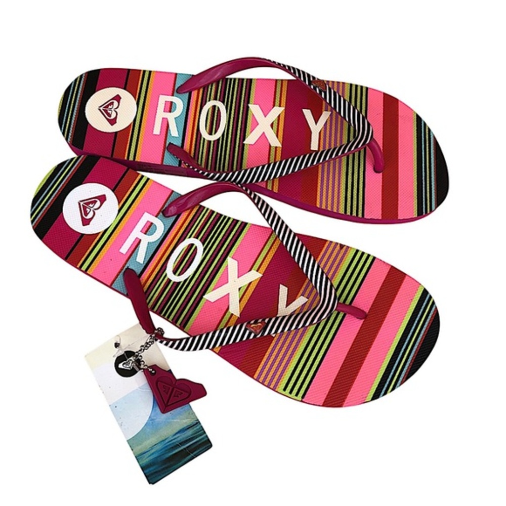 ROXY Mimosa IV Women’s Colorful Stripes Flip Flop Sandals 9 - 10